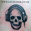Sacred Ink Black and Grey  Skull Headphones